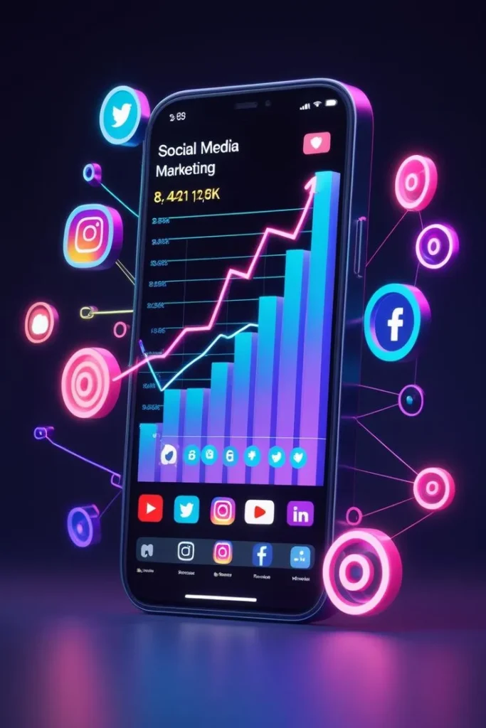 “Social Media Marketing strategy with content creation, engagement, and advertising on Facebook, Instagram, and LinkedIn”